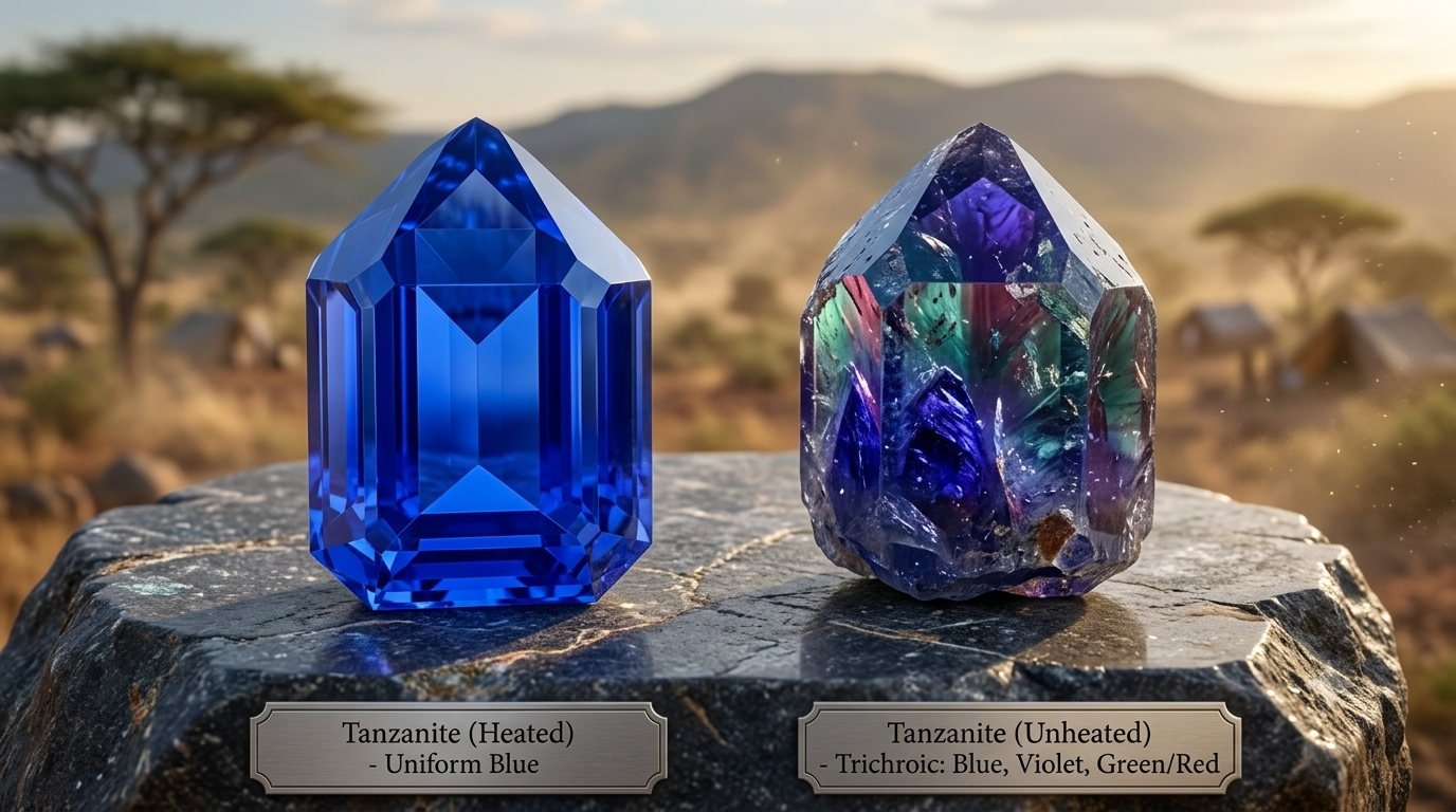 Unheated vs. Heated Tanzanite: The Collector’s Guide to Rarity and Pleochroism